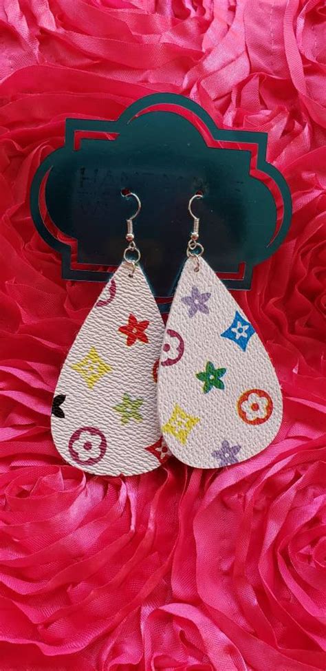 Louis Vuitton Earrings Leather Handmade Earrings Tear Drop Etsy