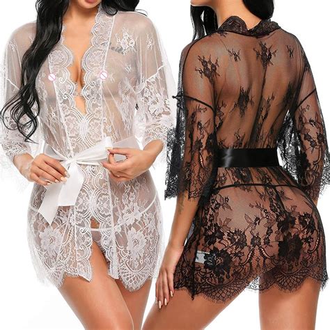 Neue Sexy Frauen Dessous Spitze Rüschen Robe Sehen durch Babydoll