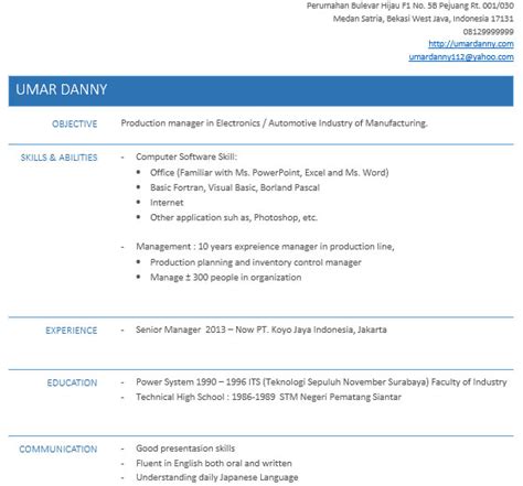 Contoh Resume Untuk Melamar Kerja In English Contoh Resume Untuk