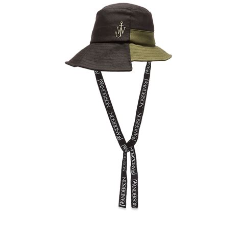 Jw Anderson Asymmetric Bucket Hat Black Green End