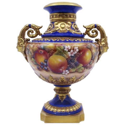 David Fuller Hand Painted Fruit Cabinet Vase At 1stdibs