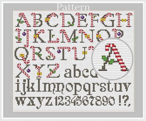 Christmas Alphabet Cross Stitch Pattern Christmas Fonts Monogram