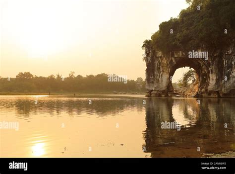 Stone Elephant Trunk at Elephant Trunk Hill Park at Sunrise, Guilin ...