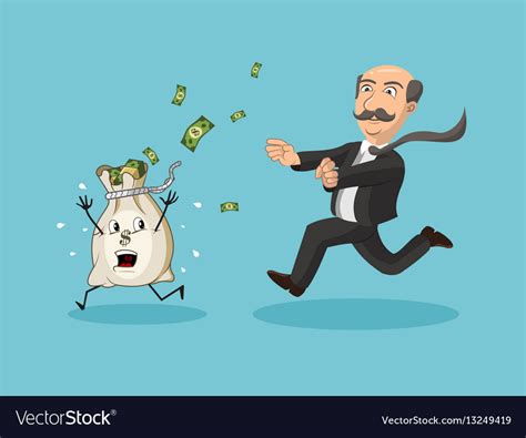 Businessman Chasing Money Bag Royalty Free Vector Image