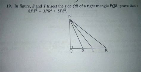 19 In Figure S And T Trisect The Side Q R Of A Right