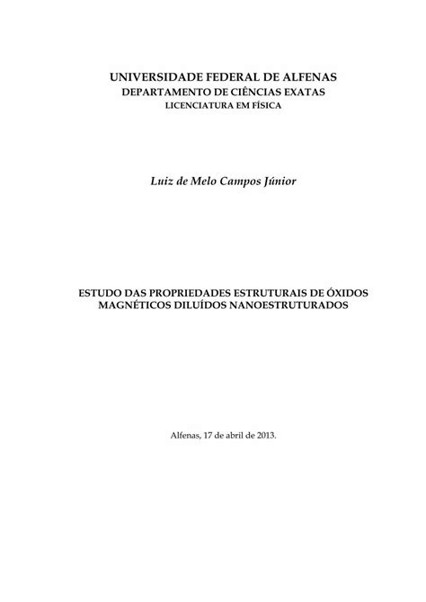 Pdf Estudos Das Propriedades Estruturais Dos Xidos Dilu Dos