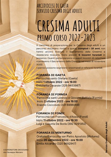 Cresime Per Adulti Al Via Il Primo Corso Arcidiocesi Di Gaeta