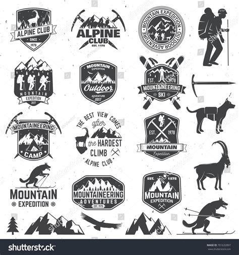 Set Of Mountain Expedition Badges With Design Royalty Free Stock