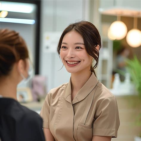 Japanese Esthetician In Modern Skincare Session Premium Ai Generated