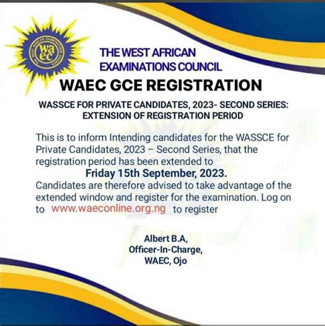 WAEC GCE 2023 TIMETABLE SECOND SERIES Expo Pin