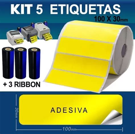 Kit Etiquetas Adesivas Amarela Rib T Rmicas Zebra Gc T