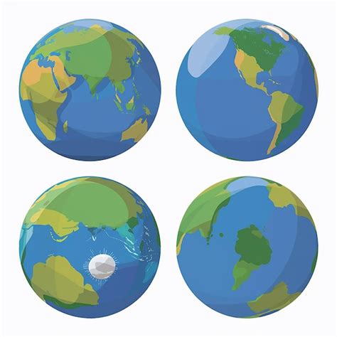 Premium Vector Four Different Views Of The Earth Presented As