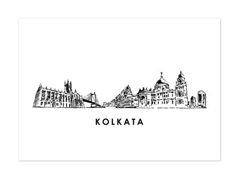 Kolkata Print City Skyline Poster Wall Art Kolkata Drawing India ...