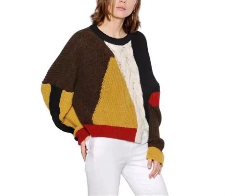 New Patchwork Sweater Womens Colorful Autumn Winter Pullovers Female