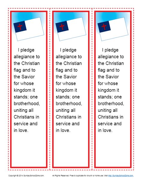 Christian Pledge of Allegiance Bookmark | Bible Activities