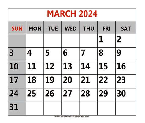 March 2024 Printable Calendars