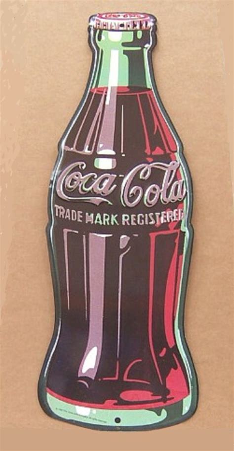 Retro Sign Enamelled Metal - Coca-Cola Bottle - Large