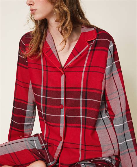 Pyjama En Flanelle Carreaux Femme Rouge Twinset Milano