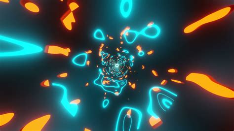 Vj Loop Neon Orange Blue Tunnel Abstract Background Video Simple Lines