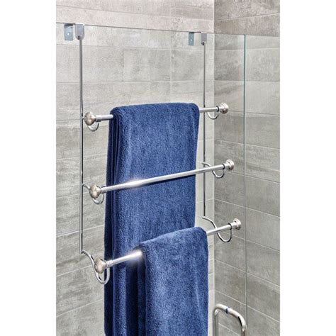 Interdesign York Over The Shower Door Towel Rack For Bathroom Chrome Brushed