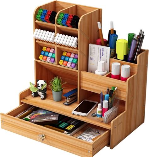 Bureau Organizer Van Hout Pennenhouder Voor Bureau Met Lade