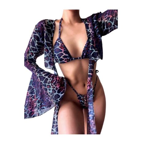 Ripley TRAJE BAÑO BIKINI CORTE ALTO LEOPARDO PZAS BRASILEÑO