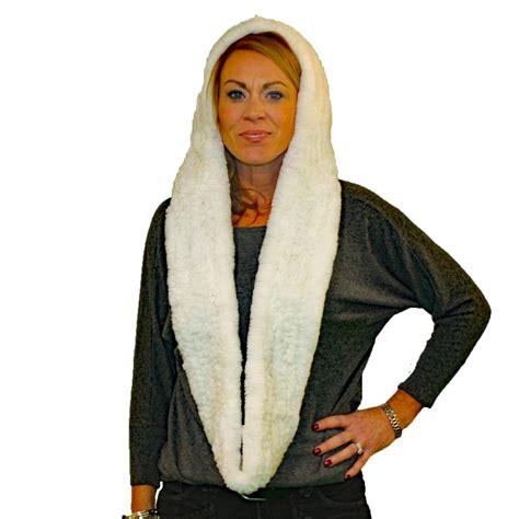 Glacier Wear Rex Rabbit Fur Infinity Hood Scarf WHITE 4075 Etsy