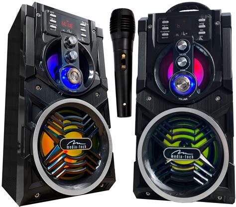 Zestaw Karaoke Boombox Przeno Ny G O Nik Aux Mp Led Rgb Bt W