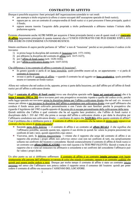 Diritto agrario CONTRATTO DI AFFITTO Dunque è possibile acquisire i