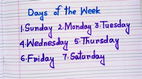 Days Of The Week Sunday Monday Spelling Spelling Of Sunday Monday