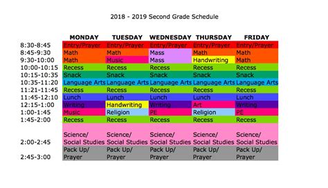 Daily Schedule Ms Ruffs 2nd Grade