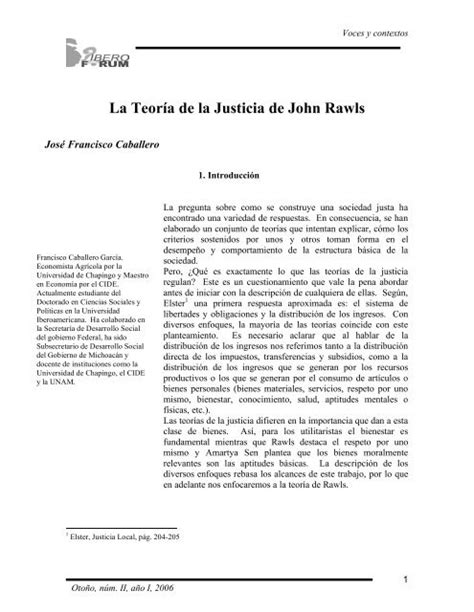 La Teoría de la Justicia de John Rawls Universidad Iberoamericana