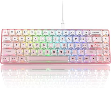 Womier W K68 Teclado para juegos de 60 Teclado mecánico rosa