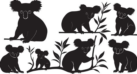 Set Of A Koala Silhouette Vector Illustration 41903589 Vector Art At