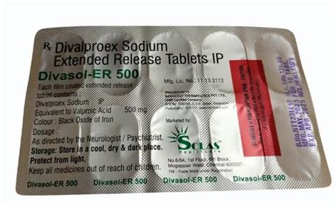 500mg Divasol Er Divalproex Sodium Extended Release Tablets At Rs 1290