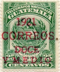 Stamp Telegraph Stamps Surcharged C On C Guatemala Coat Of