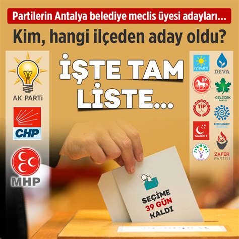 Partilerin Antalya belediye meclis üyesi adayları Kim hangi ilçeden