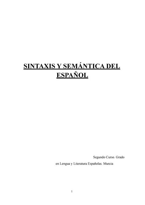 Sintaxis Y Sem Ntica Apuntes De Toda La Asignatura Sintaxis Y