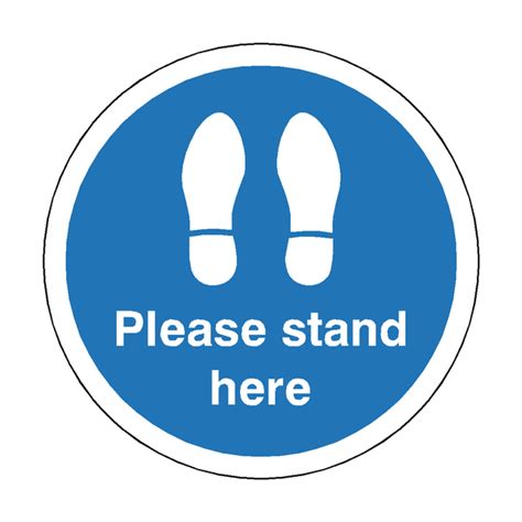 Please Stand Here Floor Sticker Blue Safety Uk