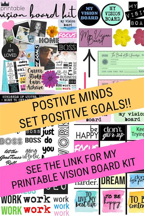 Vision Board Kit With Printable Words Quotes Images Frames Etsy