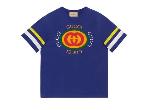 Sasom เสื้อผ้า Gucci Cotton Jersey T Shirt Blue เช็คราคาล่าสุด