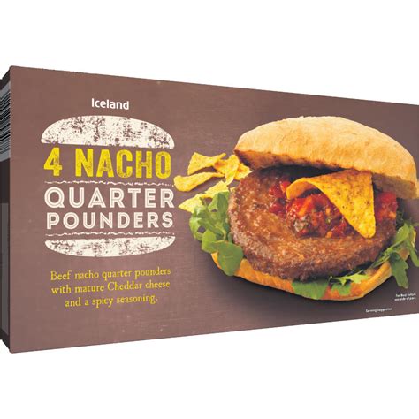 Iceland 4 Nacho Beef Quarter Pounders 454g Beef Iceland Foods