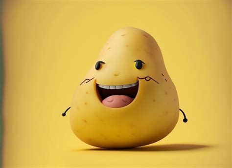 Premium Ai Image Smile Potato On Yellow Background World Smile Day