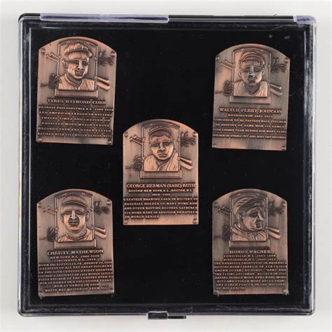 Official Hall Of Fame Original Bronze Plaque Set Of 5 With Babe Ruth