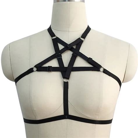 Women S Day Black Body Harness Sexy Lingerie Spandex Harajuku Pastel