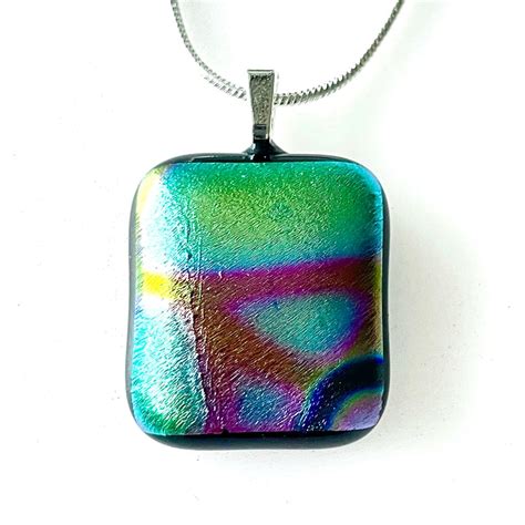 Corkscrew Pattern Dichroic Glass Pendant Necklace Folksy