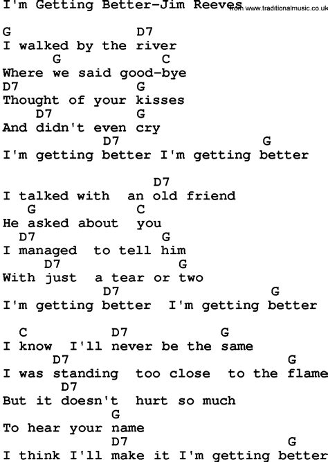 Country Music I M Getting Better Jim Reeves Lyrics And Chords