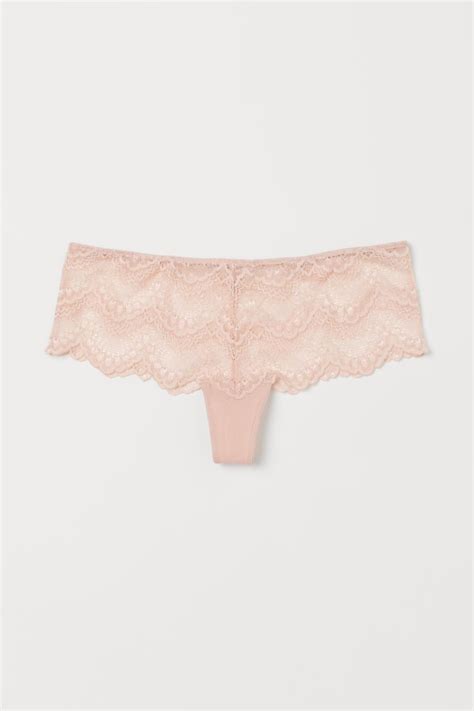 Lace Thong Briefs Low Waist Powder Pink Ladies Handm Us