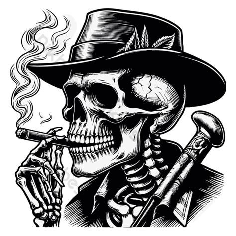 A Silhouette Pirate Skull Smoking Vector Design On Transparent