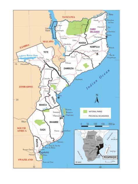 Map of Mozambique and neighbouring countries | Download Scientific Diagram